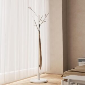 White Creative Rubberwood Freestanding Coat Rack