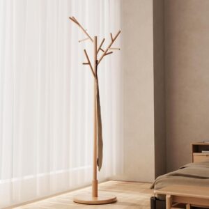 Natural Creative Rubberwood Freestanding Coat Rack