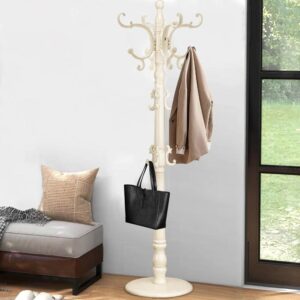 Ivory Vintage Wooden Coat Tree Rack