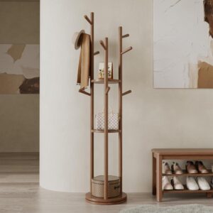Walnut Solid Wood Rotary Coat Rack
