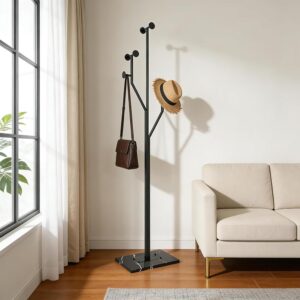 Black Tree-Shaped Metal Freestanding Coat Rack