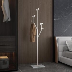 White Tree-Shaped Metal Freestanding Coat Rack