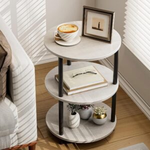 Greige Industrial Vintage Round End Table​