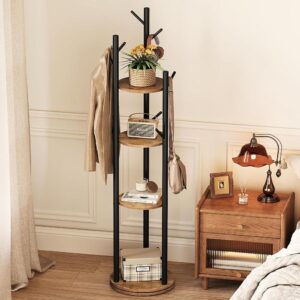 Black-Brown Rotating Base Design Coat Rack