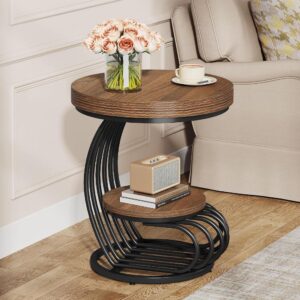 Light-Brown Arc-Shaped Frame Accent End Table