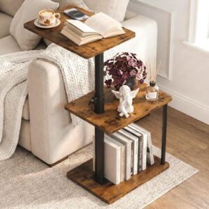 Rustic-Brown 360° Swivel Adjustable Side Table
