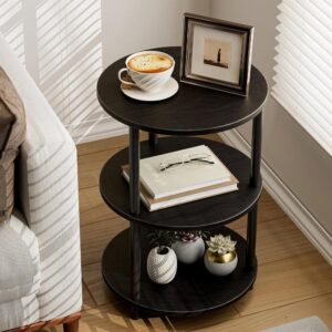 Charcoal-Wenge Industrial Vintage Round End Table​