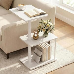 White 360° Swivel Adjustable Side Table