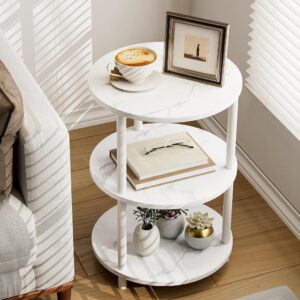 Marble-White Industrial Vintage Round End Table​