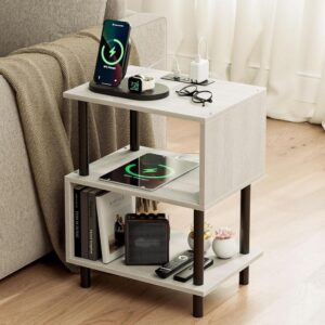Greige Sturdy Metal Wood End Table​