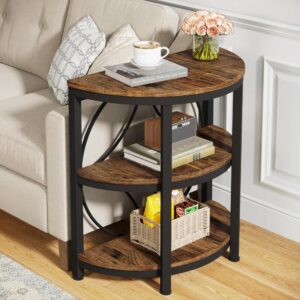 3-Tier Rustic-Brown Half Circle Side Table