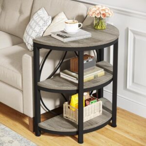 3-Tier Grey Half Circle Side Table