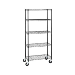 Black Shelving Storage Rack With Wheels