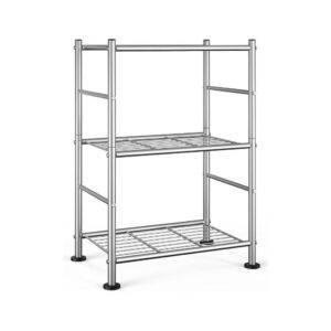 Silver Storage Rack With Adjustable Leveling Feet