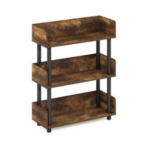 3-Tier Amber-Pine Storage Shelves With Side Panels