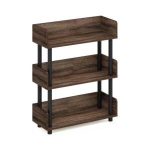 3-Tier Walnut Storage Shelves With Side Panels