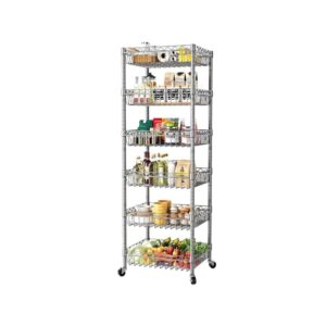 6-Tier Silver Basket Adjustable Storage Rack