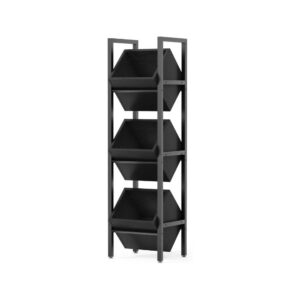 Black Wooden Floor Stand Shelving Unit